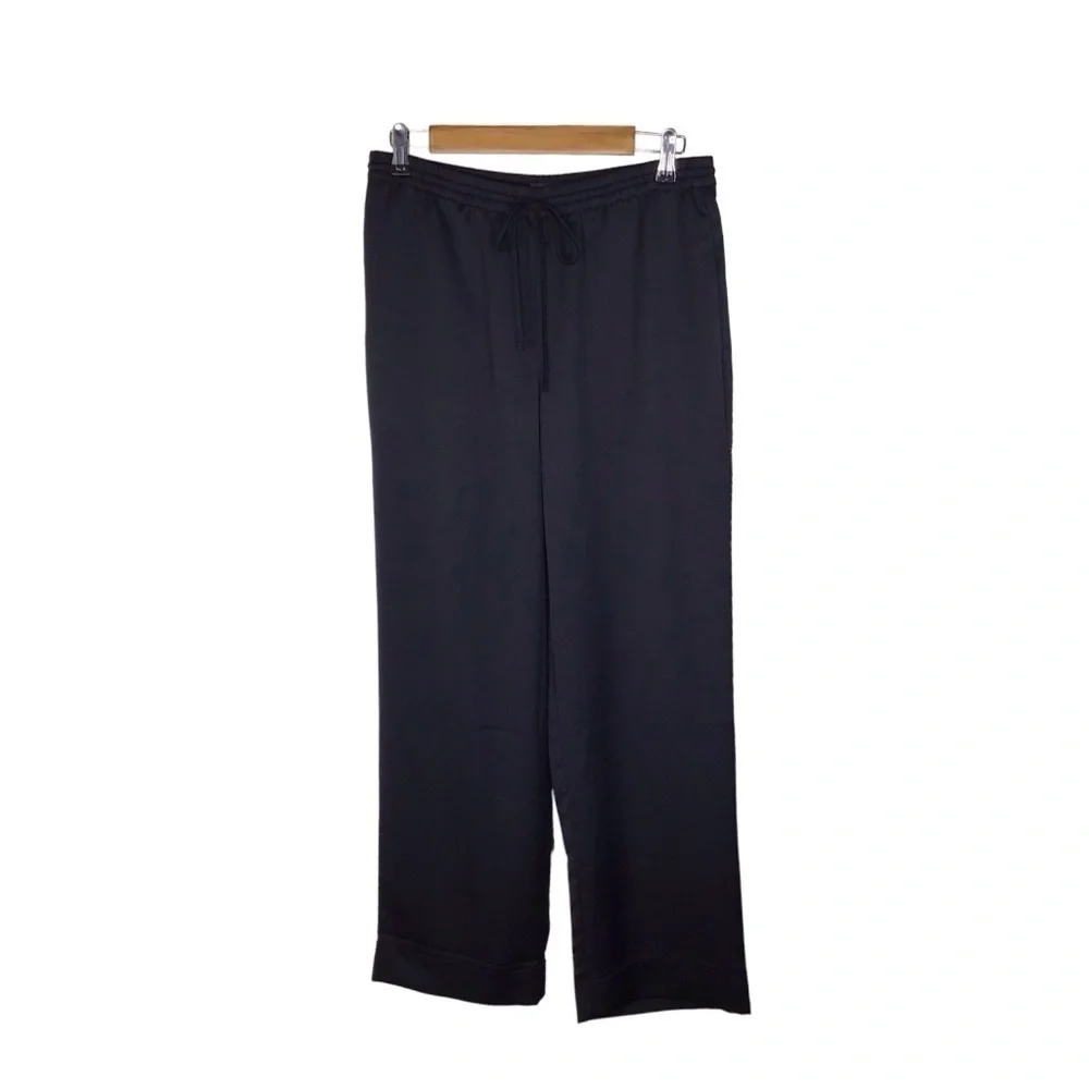 NWT J. Crew Drawstring Cuffed Crepe Pants in Black Size 8.